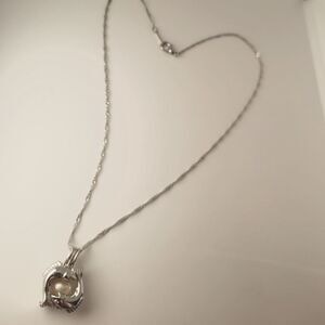 Elegant Silver Pearl Fish Pendant Necklace